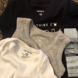 Carter's One Pieces - (3) NB black gray and white onesies Carter's One Pieces - (3) NB black gray and white onesies